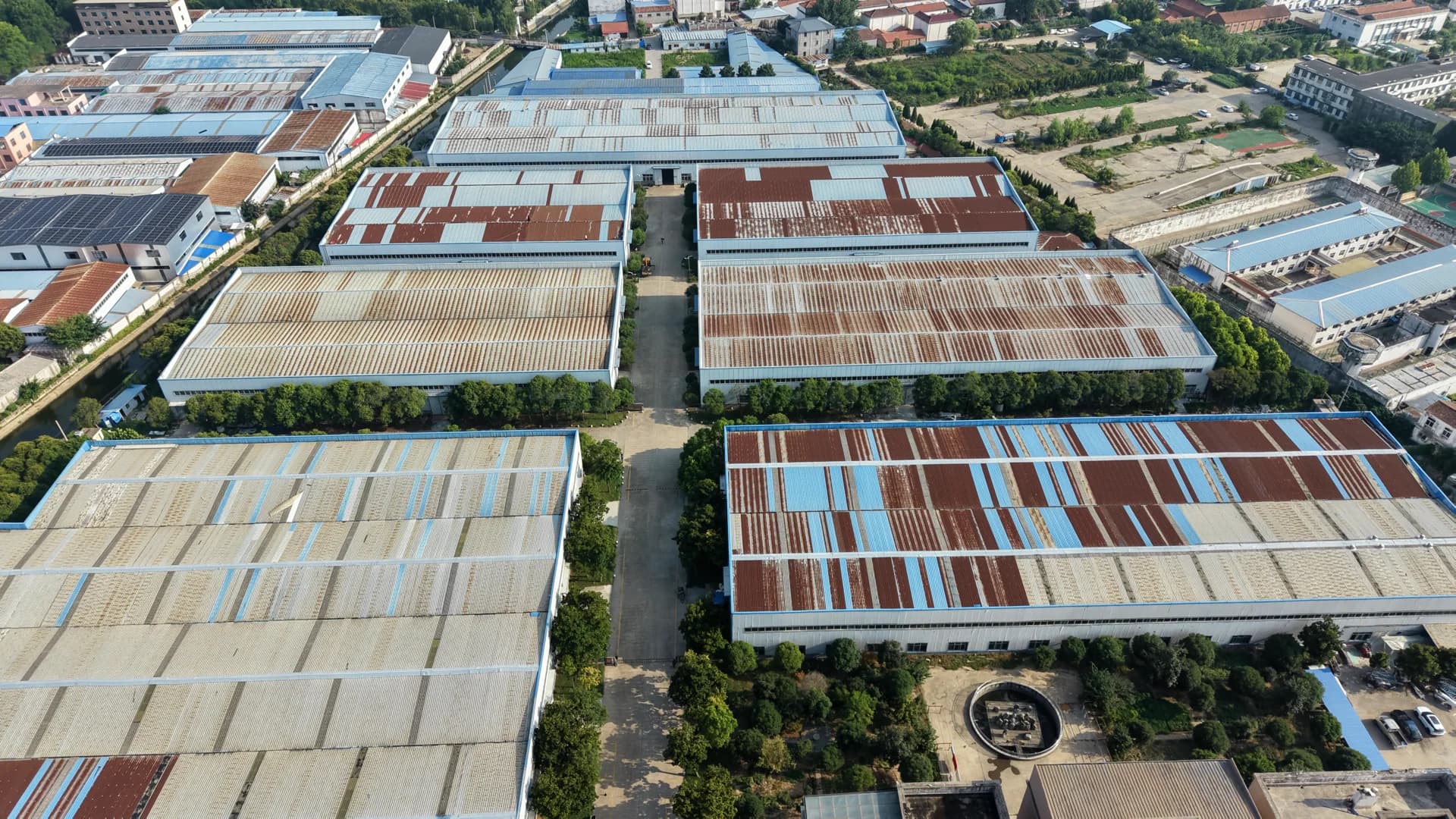 Aerial panorama of Hengfeng Mesh manufacturing base in Henan, China